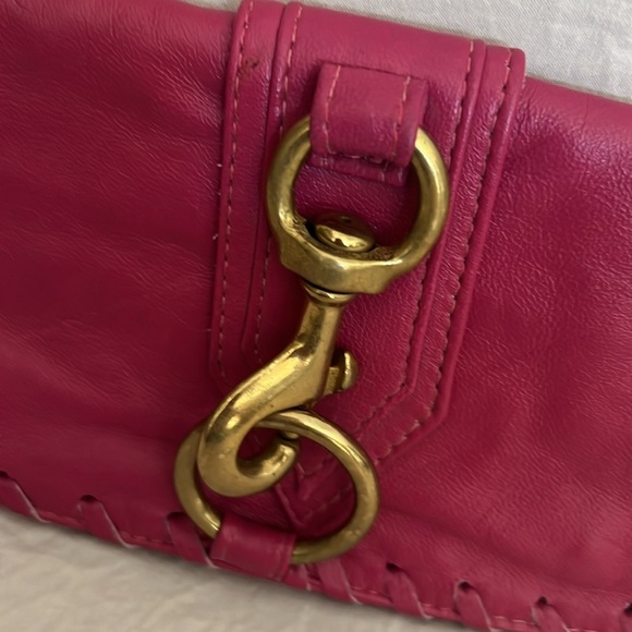 Morgan Oakley leather fold over clutch with brass hardware - Picture 2 of 4